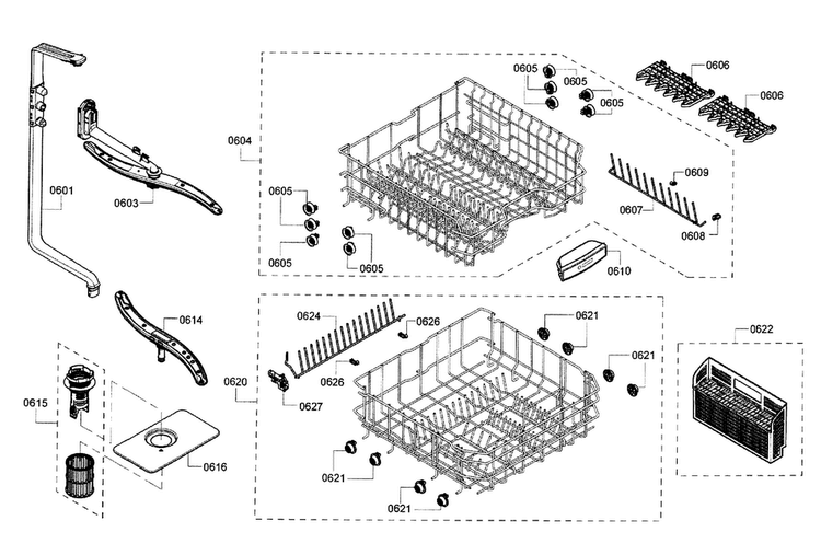 Rack Assy Diagram and Parts List for SHE3AR76UC 14 Bosch Dishwasher