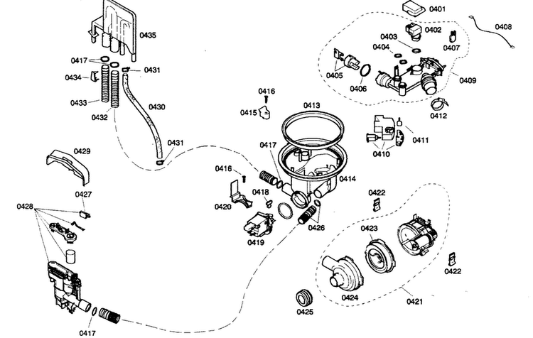 Pump Assy Diagram and Parts List for SHX46A02UC 21 Bosch Dishwasher