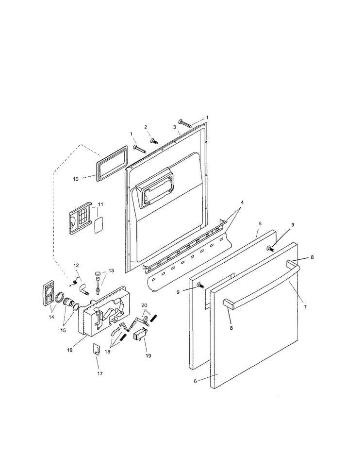 Door Assembly Diagram and Parts List for SHX46B06UC 14 Bosch Dishwasher