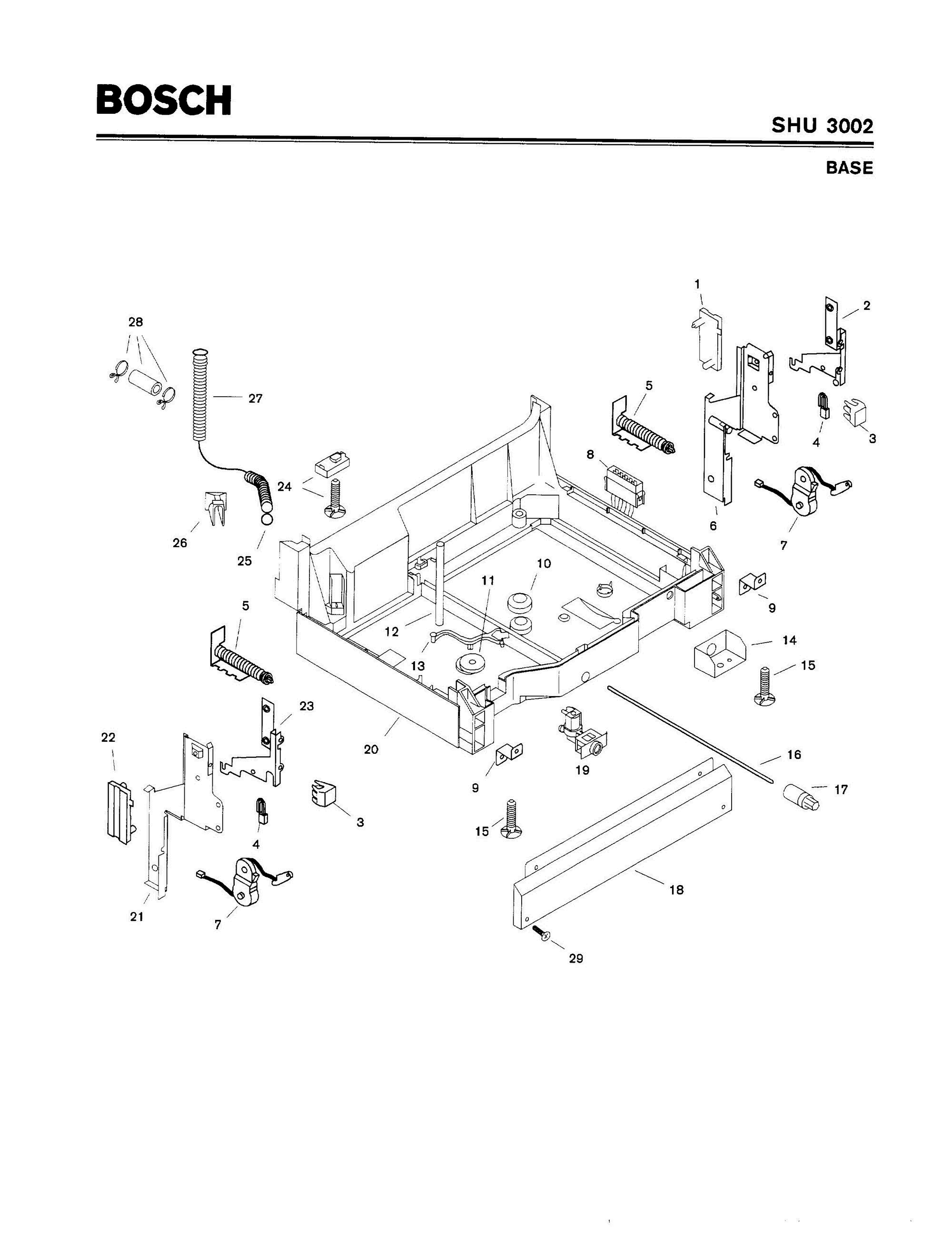 05 - BASE Diagram and Parts List for SHU3002  Bosch Dishwasher