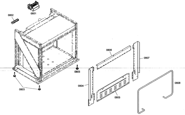 Oven Cabinet Parts Diagram and Parts List for PRG364EDH01  Thermador Range