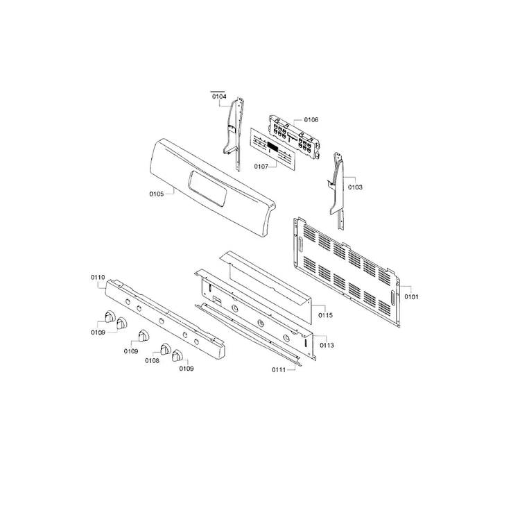 Control Panel Diagram and Parts List for HGS3053UC 10 Bosch Range