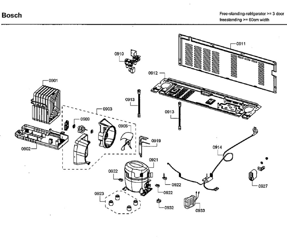 Compressor Diagram and Parts List for B26FT80SNS 06 Bosch Refrigerator