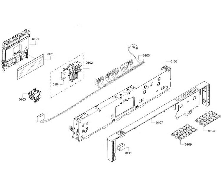 Control Panel Diagram and Parts List for SHX55R56UC 64 Bosch Dishwasher