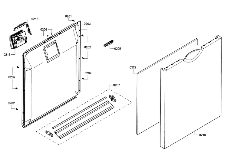 Door Assy Diagram and Parts List for SHE3AR56UC 11 Bosch Dishwasher