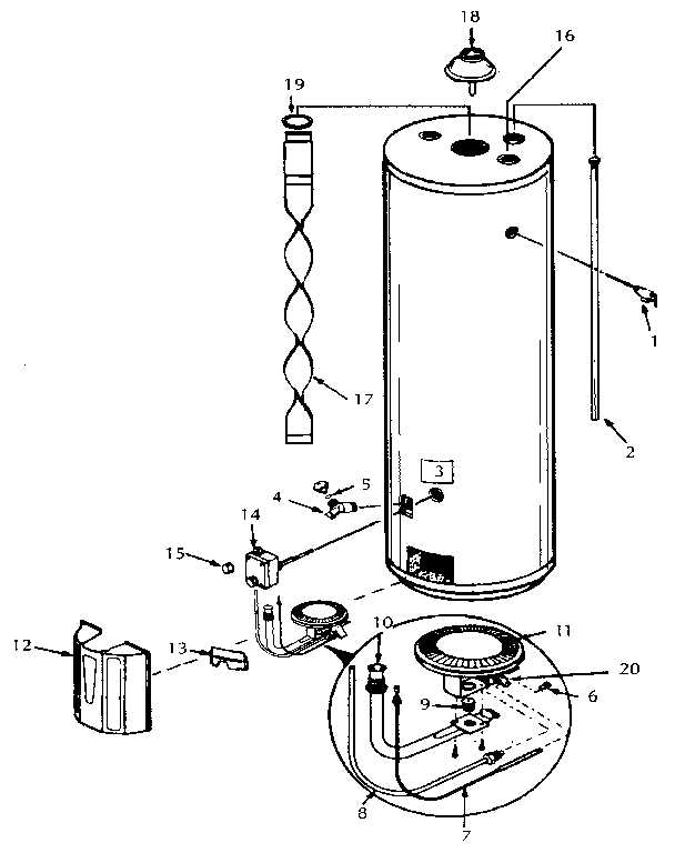 Replacement Parts Diagram and Parts List for 153335451  Kenmore Water Heater