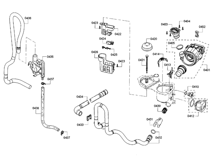 Pump Assy Diagram and Parts List for SHX3AR75UC 19 Bosch Dishwasher