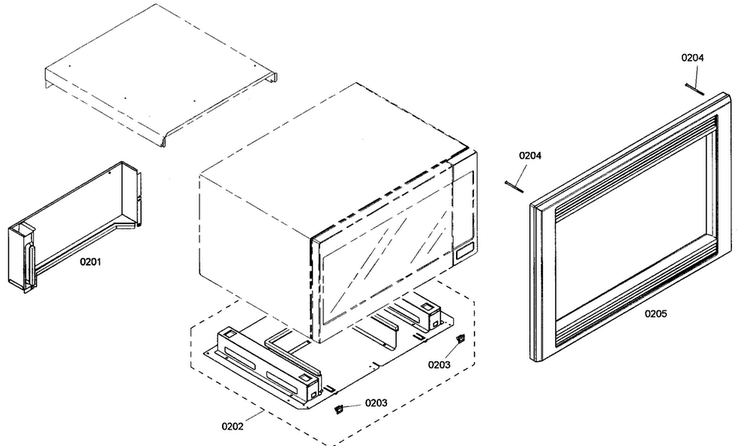 Microwave Mounting Assy Diagram and Parts List for POM301 01 Thermador Microwave