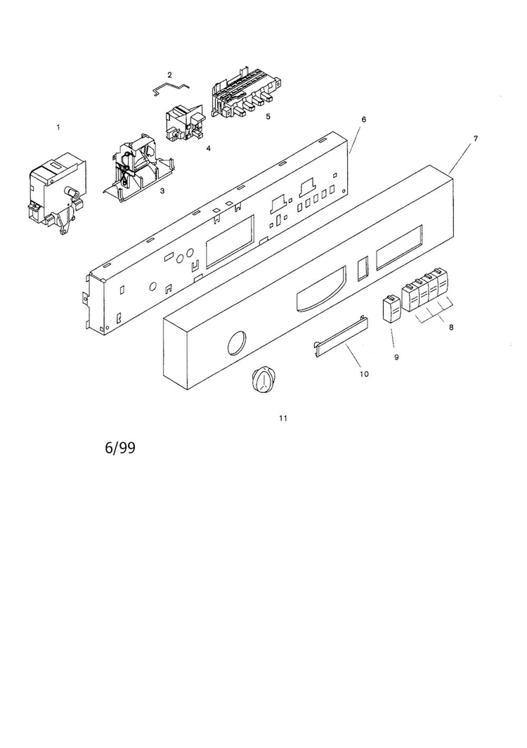 Fascia Panel Diagram and Parts List for SHU4036UC 06 Bosch Dishwasher