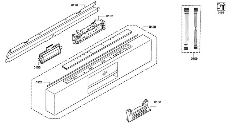 Control Panel Diagram and Parts List for SHE68E15UC 01 Bosch Dishwasher