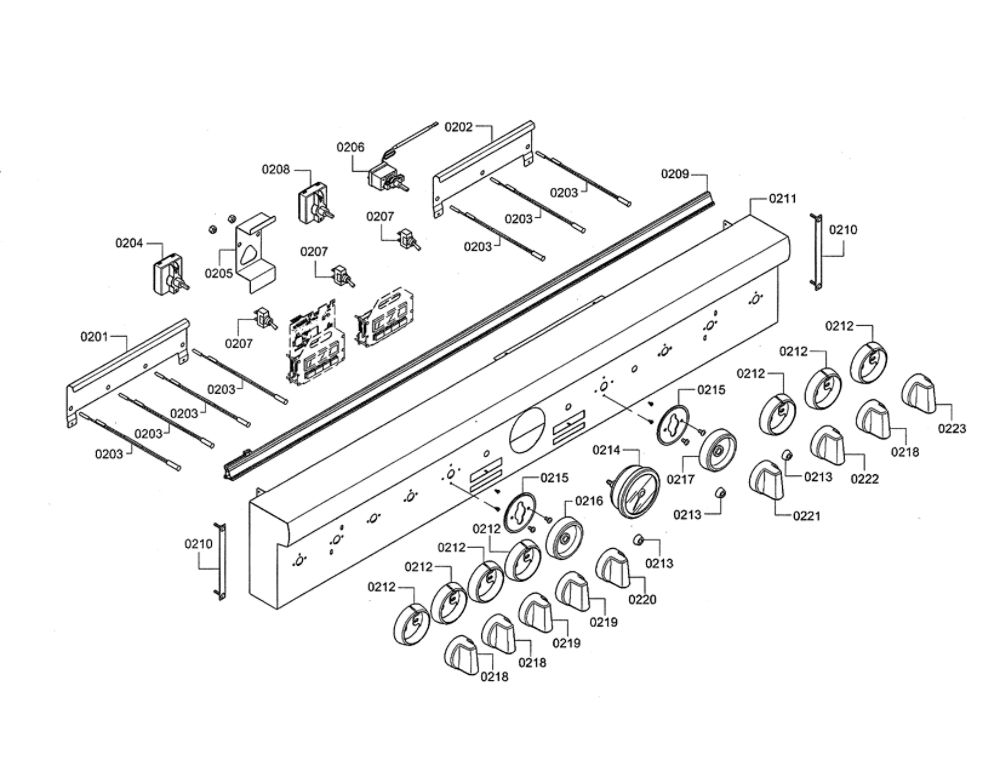 Facia Panel/Knobs Diagram and Parts List for PRD48JDSGU 10 Thermador Range