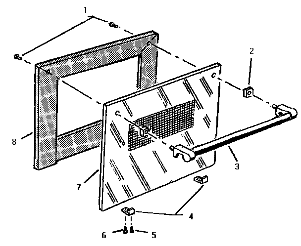 Front Cosmetics Diagram and Parts List for CMT227WC  Thermador Microwave
