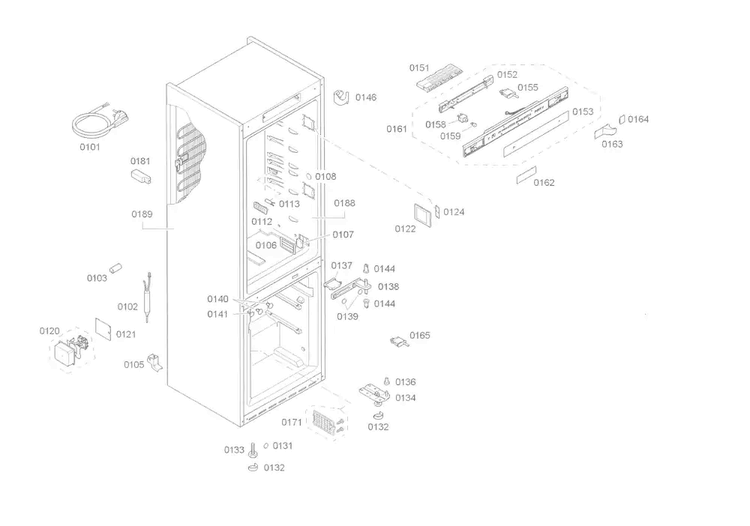 Cabinet Diagram and Parts List for B11CB81SSS 01 Bosch Refrigerator