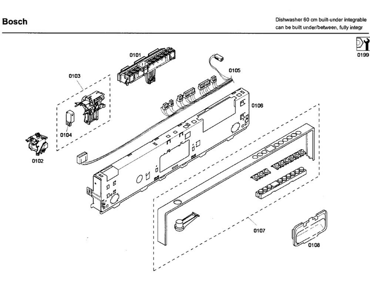 Control Panel Diagram and Parts List for SHV68M03UC 53 Bosch Dishwasher