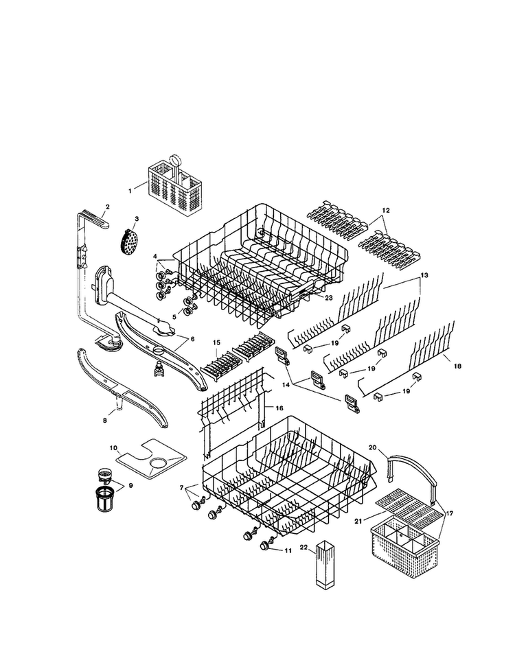Racks Diagram and Parts List for SHU5314UC 12 Bosch Dishwasher