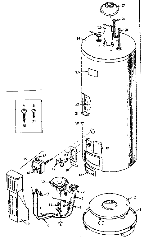Replacement Parts Diagram and Parts List for 153337150  Kenmore Water Heater