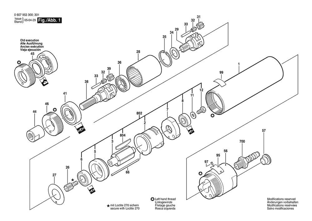 Section 1 Diagram and Parts List for 0607953300  Bosch Engine