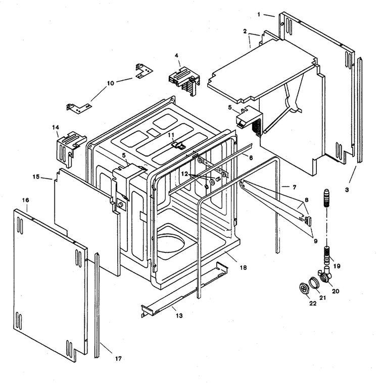 Tank Assy Diagram and Parts List for SHU6805UC 12 Bosch Dishwasher