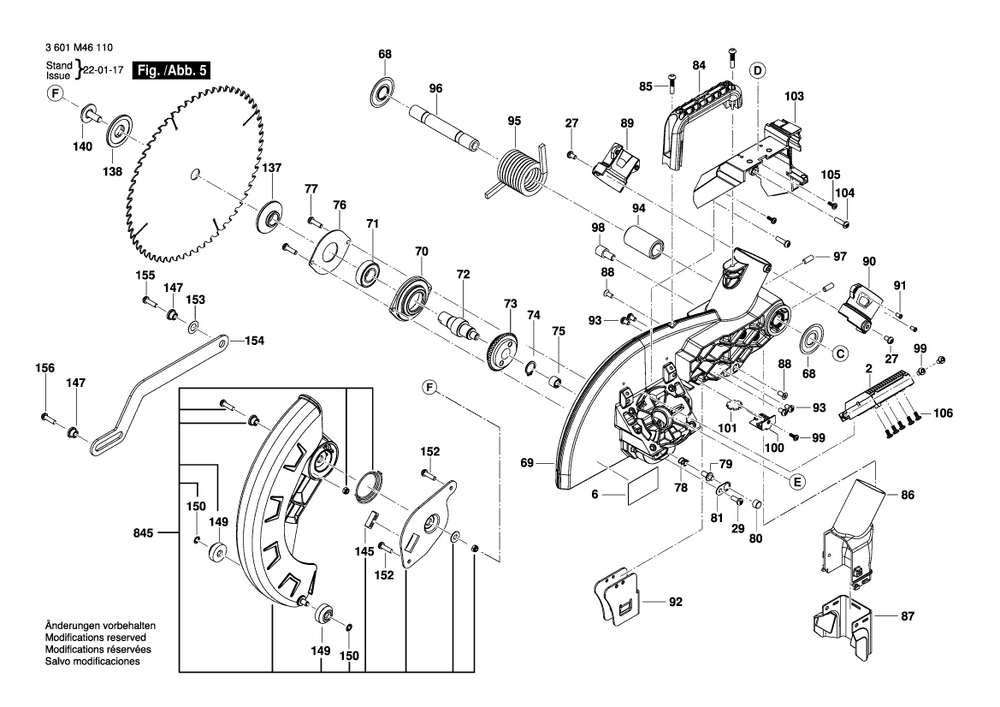 Diagram 5 Diagram and Parts List for GCM18V-10SD 3 601 M46 110 Bosch Miter Saw