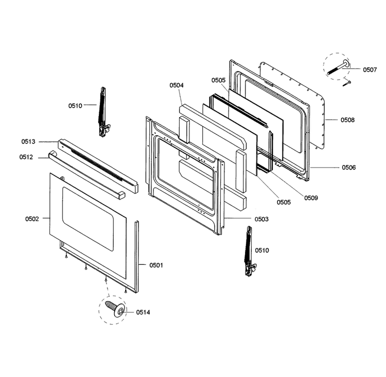 Door Diagram and Parts List for HGS3023UC 02 Bosch Range