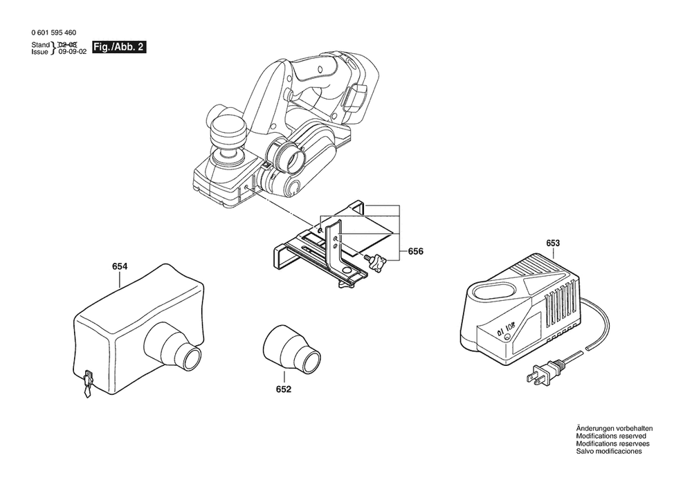 Section 2 Diagram and Parts List for 0601595460  Bosch Planer Jointer
