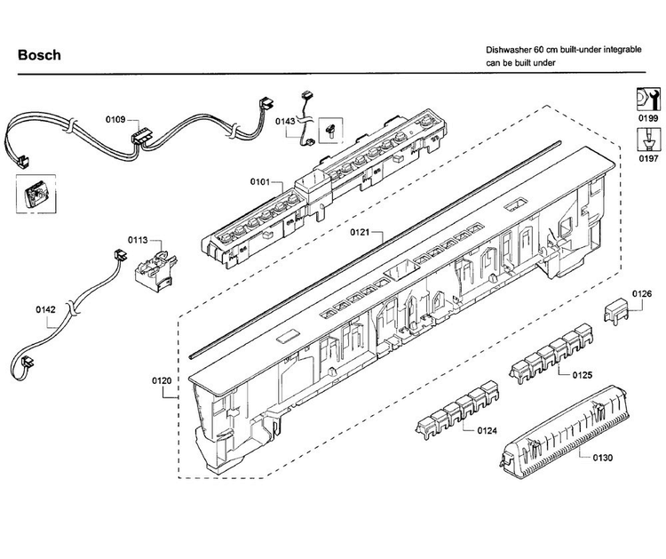 Control Panel Diagram and Parts List for SHP65T56UC 09 Bosch Dishwasher