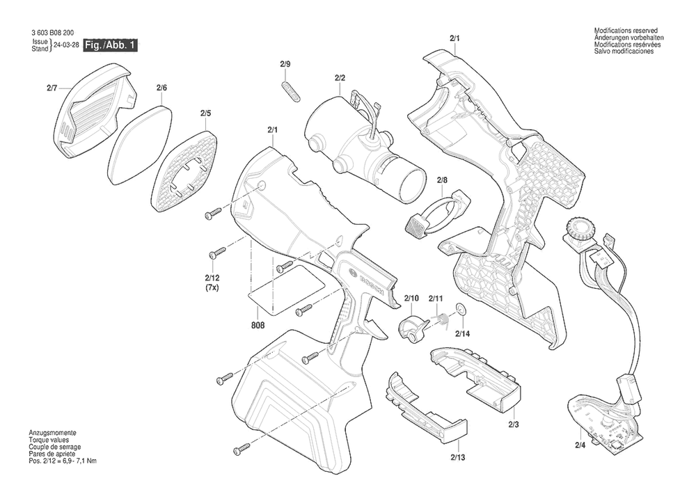 Section 1 Diagram and Parts List for 3603B08200  Bosch Sprayer