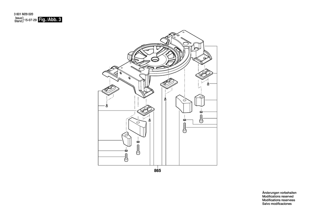 Diagram 3 Diagram and Parts List for GCM10MX 3 601 M29 020 Bosch Miter Saw