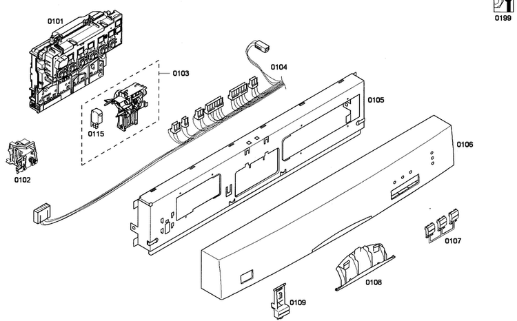 Control Panel Diagram and Parts List for SHE33M06UC 53 Bosch Dishwasher