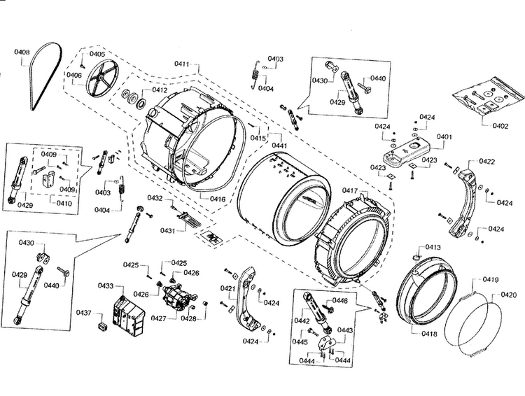 Tub Assy Diagram and Parts List for WFVC5400UC 29 Bosch Washer