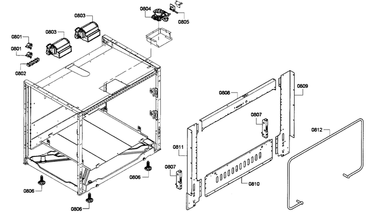 Cabinet 2 Diagram and Parts List for PRD364GDHU 01 Thermador Range