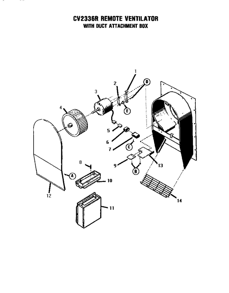 Remote Ventilator Diagram and Parts List for GSC30CVWC  Thermador Range