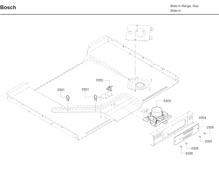Igniter Diagram and Parts List for HDI8054U 05 Bosch Range