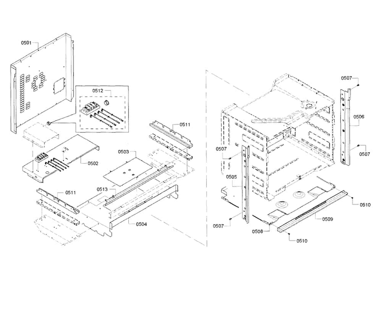 Cabinet Diagram and Parts List for HBL8751UC 01 Bosch Microwave Oven Combo