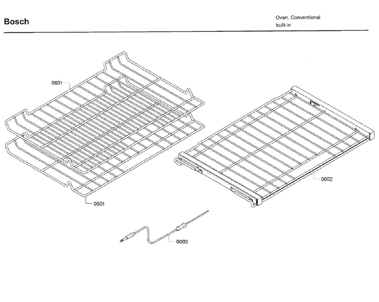 Rack Diagram and Parts List for HBL8751UCC 02 Bosch Microwave Oven Combo