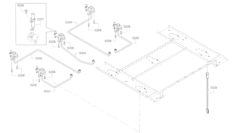 Electrode Asy Diagram and Parts List for NGM8055UC 02 Bosch Cooktop
