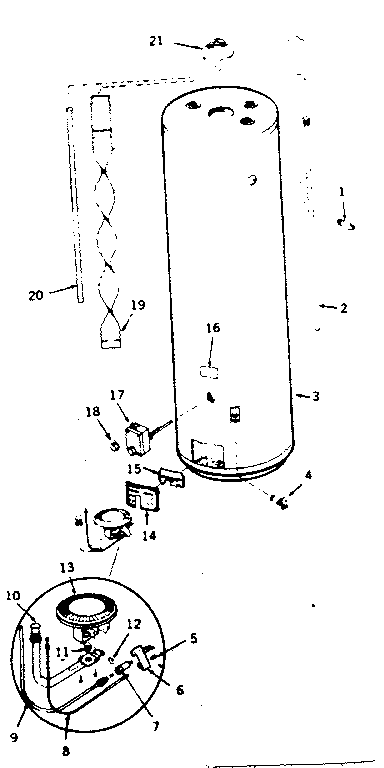 Replacement Parts Diagram and Parts List for 153330461  Kenmore Water Heater