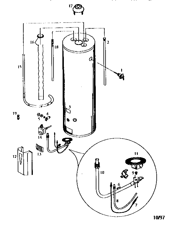 50 Gal. High Altitude Diagram and Parts List for 153334544  Kenmore Water Heater