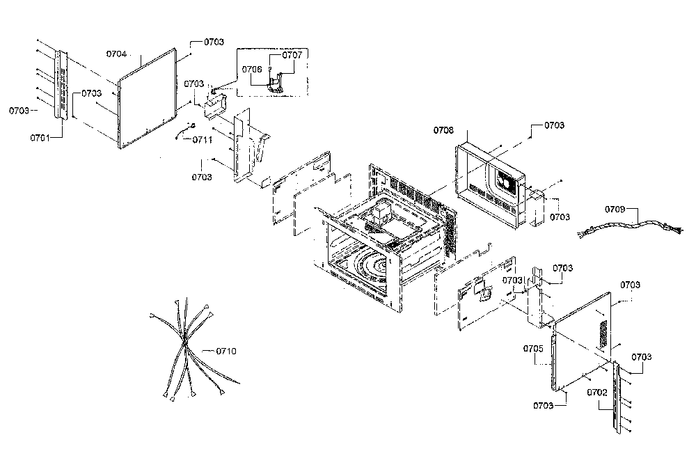 Side panels/power cord Diagram and Parts List for HMCP0252UC 03 Bosch Microwave