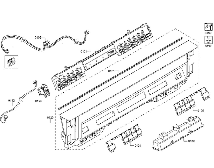 Control Panel Diagram and Parts List for SHE53TF5UC 09 Bosch Dishwasher