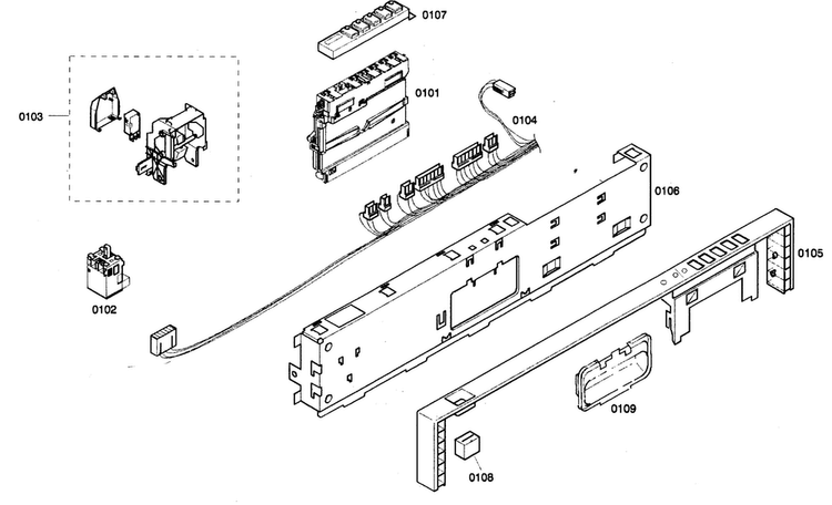 Front Panel Diagram and Parts List for SHV46C13UC 21 Bosch Dishwasher