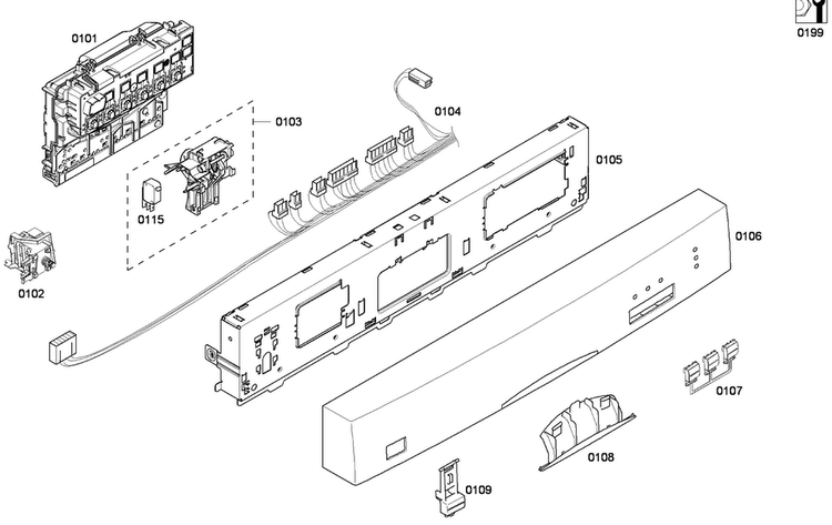 Control Panel Diagram and Parts List for SHE33P02UC 56 Bosch Dishwasher