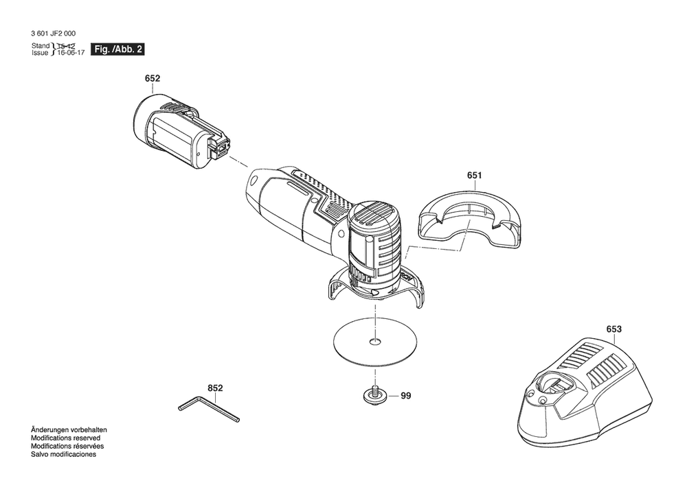 Section 2 Diagram and Parts List for GWS108V-76 3601JF2052 Bosch Angle Grinder