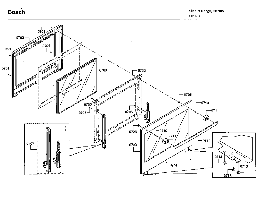 Door Diagram and Parts List for HIIP054U 06 Bosch Range