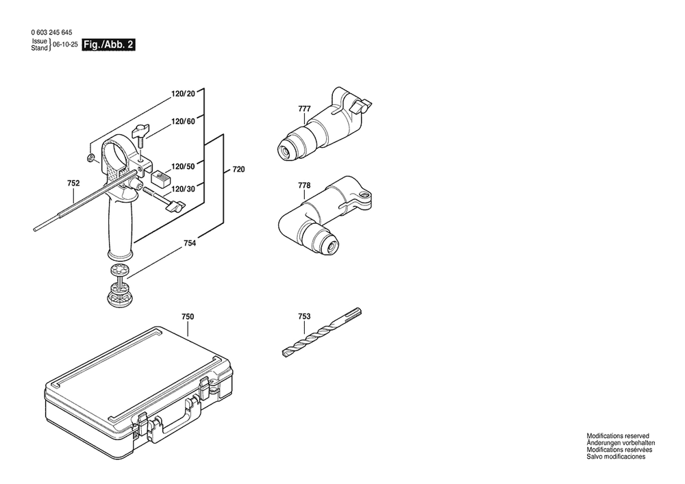 Section 2 Diagram and Parts List for PBH16RE 0603245645 Bosch Hammer Drill