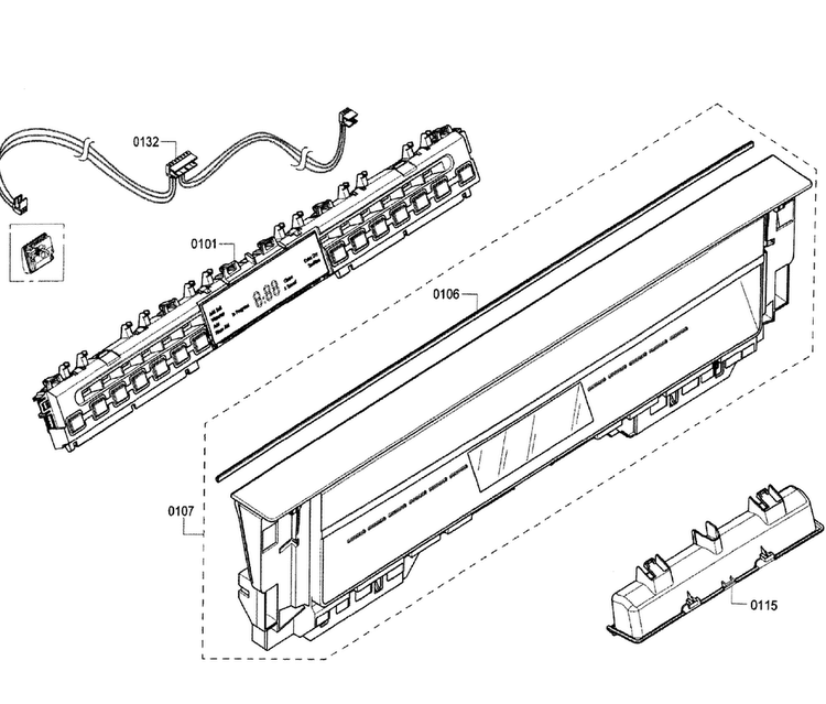 Control Panel Diagram and Parts List for SHE68T55UC 07 Bosch Dishwasher