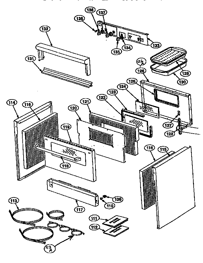 Oven Door Diagram and Parts List for PRSG304  Thermador Range