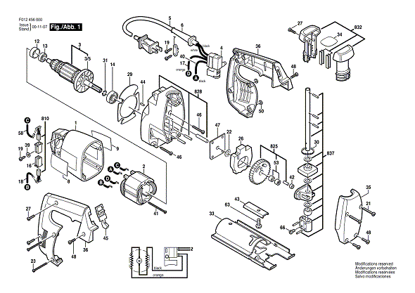 Bosch 4560type1 (F012456099) Diagram and Parts List for 4560 (TYPE 1)(F012456099) Bosch Jig Saw