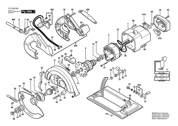Bosch Hd5660 (F012566099) Diagram and Parts List for HD5660 F012566099 Bosch Circular Saw