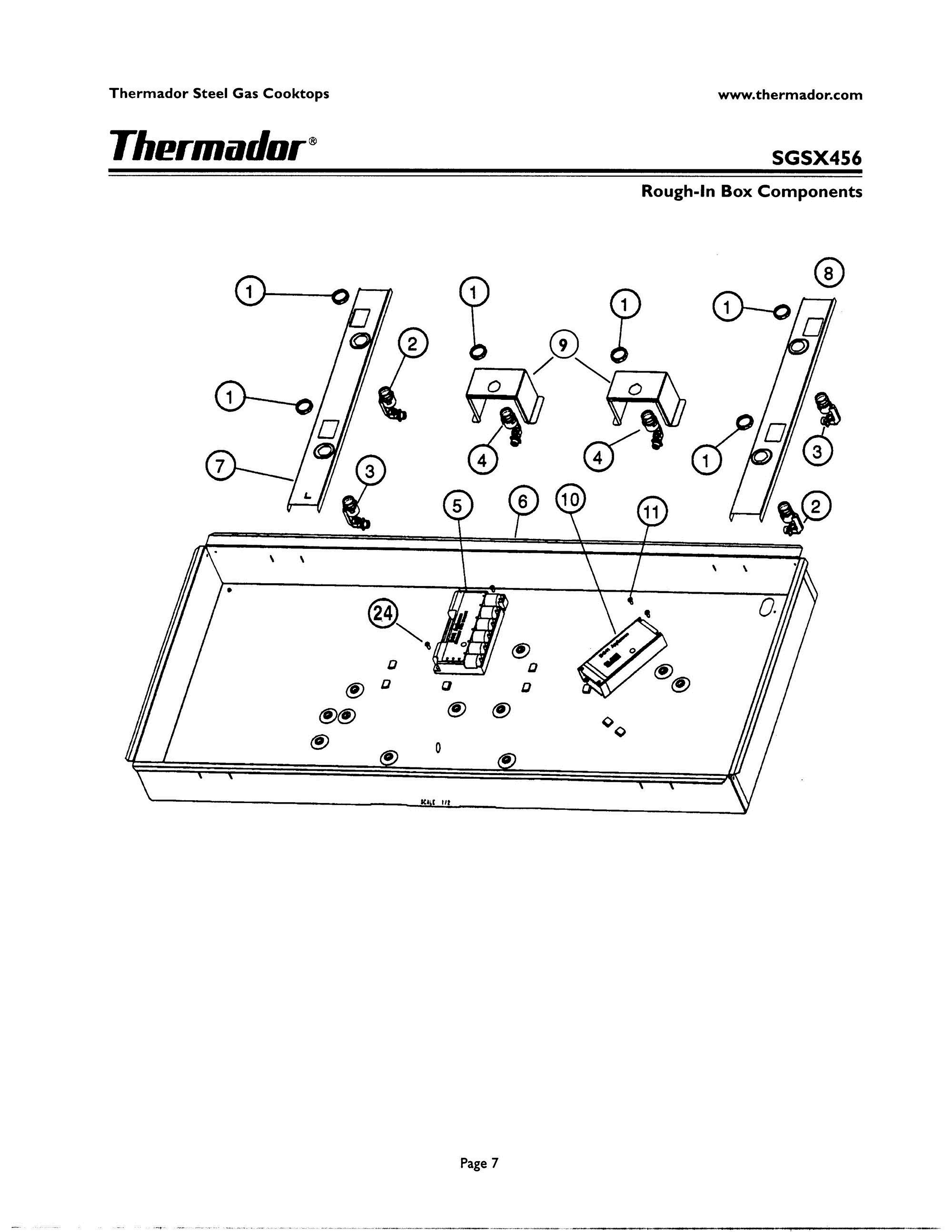 06 - ROUGH-IN BOX COMPONENTS Diagram and Parts List for SGSX456ZB  Bosch Range